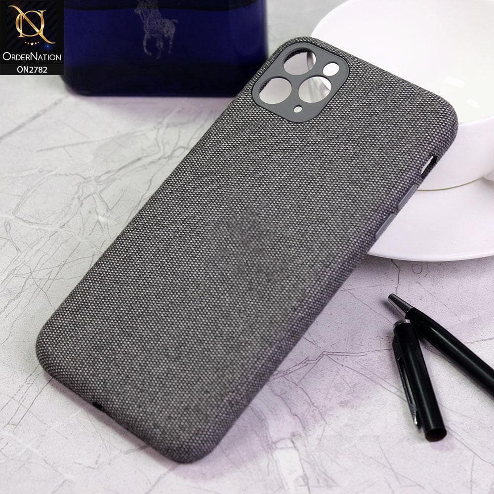 iPhone 11 Pro Max Cover - Dark Gray - Luxury Fabric Jeans Texture Camera Protection Case