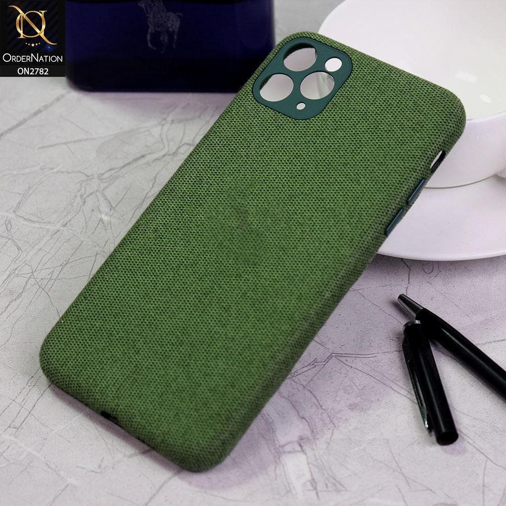 iPhone 11 Pro Max Cover - Green - Luxury Fabric Jeans Texture Camera Protection Case