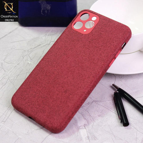 iPhone 11 Pro Max Cover - Red - Luxury Fabric Jeans Texture Camera Protection Case