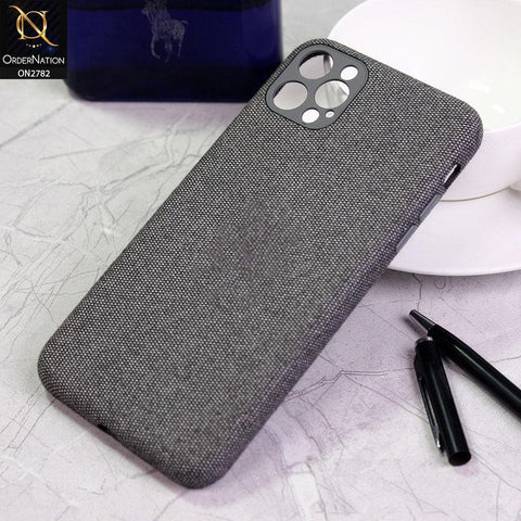 iPhone 12 Pro Max Cover - Dark Gray - Luxury Fabric Jeans Texture Camera Protection Case