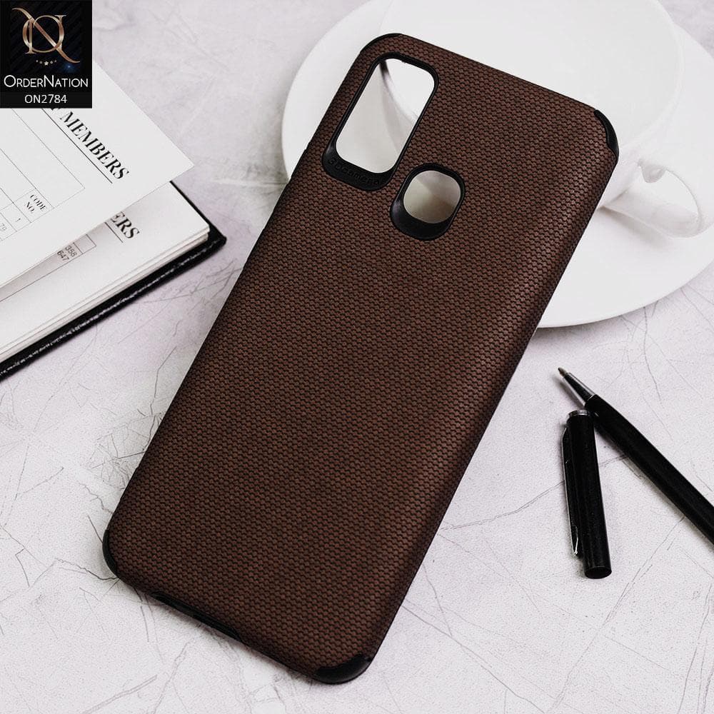 Infinix Hot 9 Play Cover - Brown - Leather Jeans Texture Soft Case