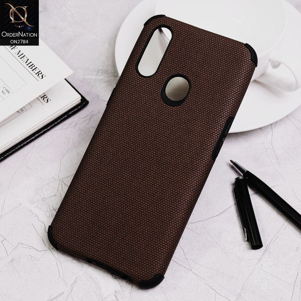 Oppo A8 Cover - Brown - Leather Jeans Texture Soft Case