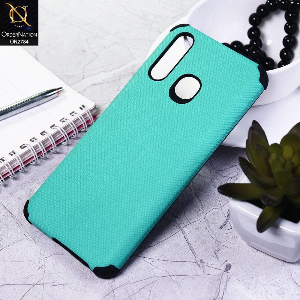 Vivo Y19 Cover - Sea Green - Leather Jeans Texture Soft Case