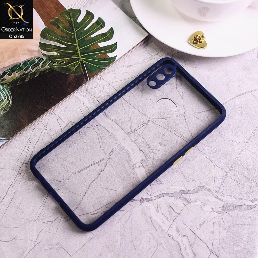 Samsung Galaxy A10s - Blue - Camera Protection Shiny Acrylic Anti-Shock Bumper Transparent Back Case