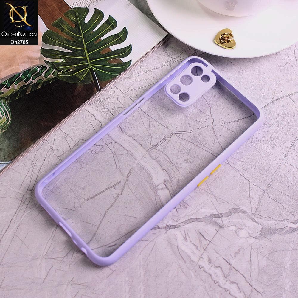 Oppo A52 - Purple - Camera Protection Shiny Acrylic Anti-Shock Bumper Transparent Back Case