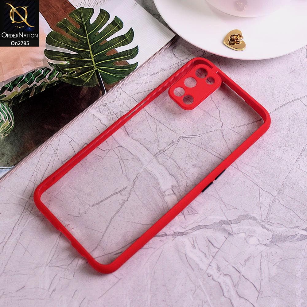 Oppo A72 - Red - Camera Protection Shiny Acrylic Anti-Shock Bumper Transparent Back Case