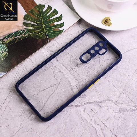 Oppo A5 2020 - Blue - Camera Protection Shiny Acrylic Anti-Shock Bumper Transparent Back Case