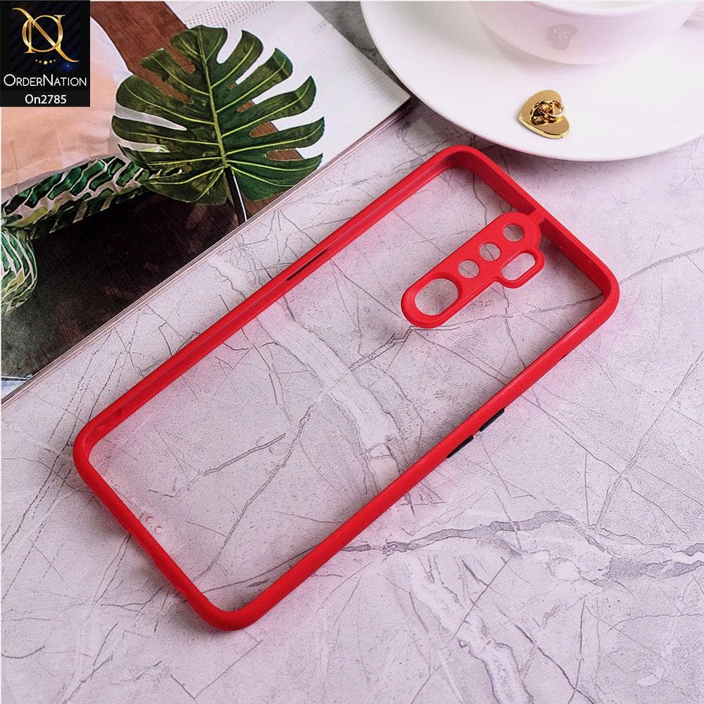 Oppo A9 2020 - Red - Camera Protection Shiny Acrylic Anti-Shock Bumper Transparent Back Case