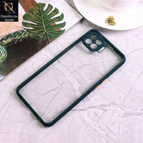 Oppo F17 Pro - Dark Green - Camera Protection Shiny Acrylic Anti-Shock Bumper Transparent Back Case