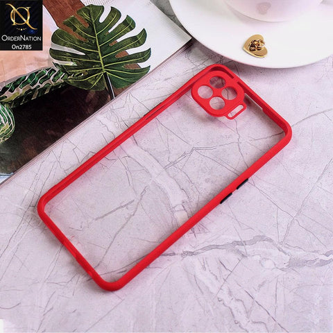 Oppo F17 Pro - Red - Camera Protection Shiny Acrylic Anti-Shock Bumper Transparent Back Case