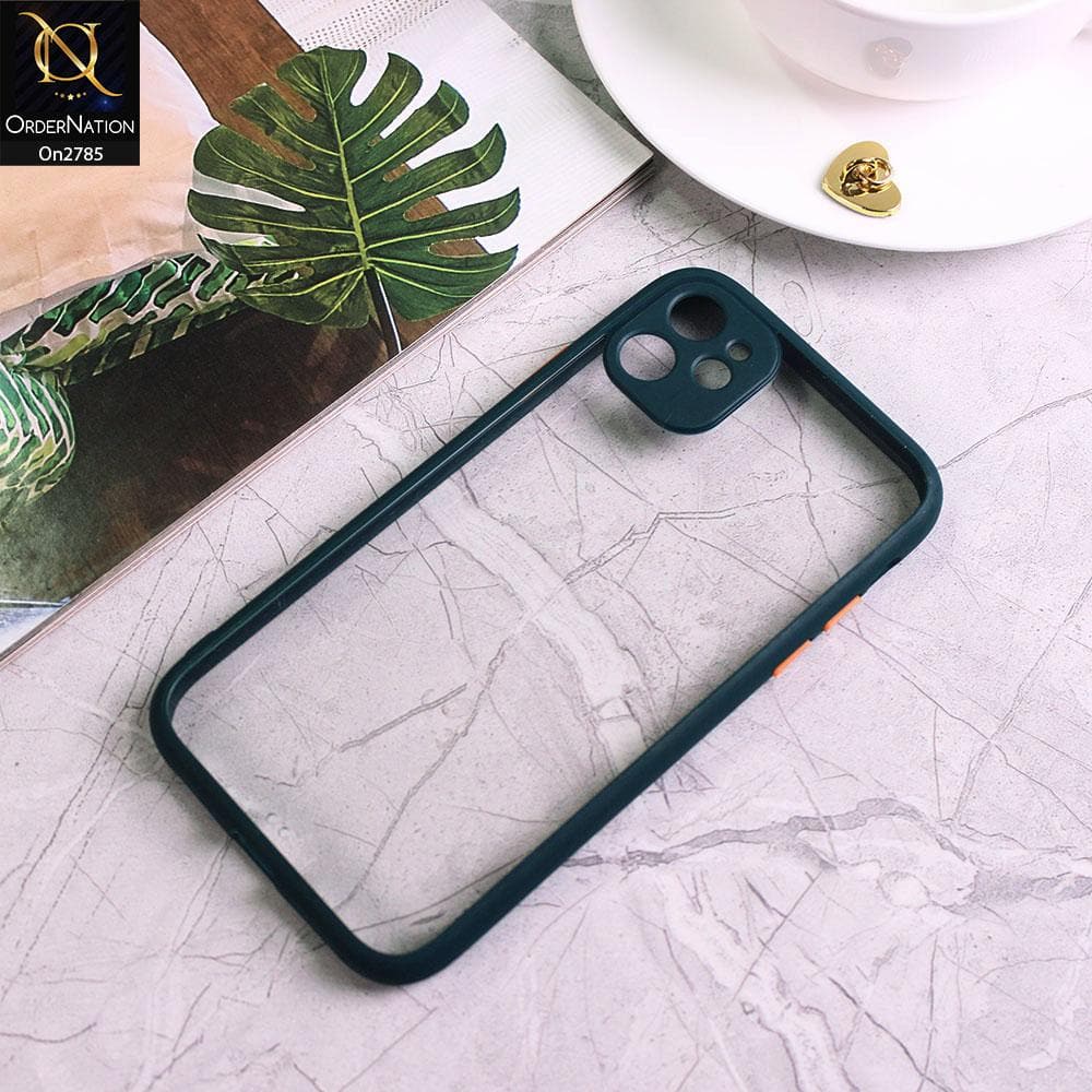 iPhone 11 - Dark Green - Camera Protection Shiny Acrylic Anti-Shock Bumper Transparent Back Case