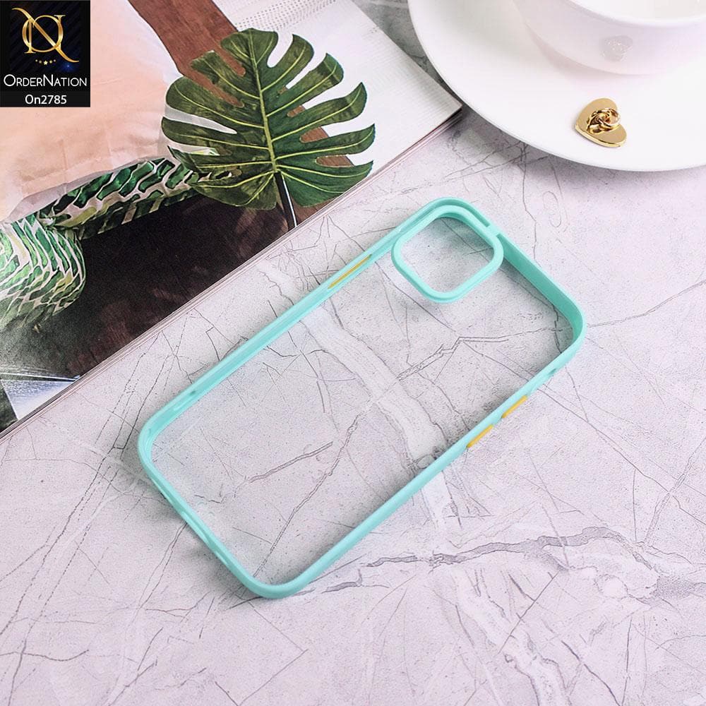 iPhone 12 - Sea Green - Camera Protection Shiny Acrylic Anti-Shock Bumper Transparent Back Case