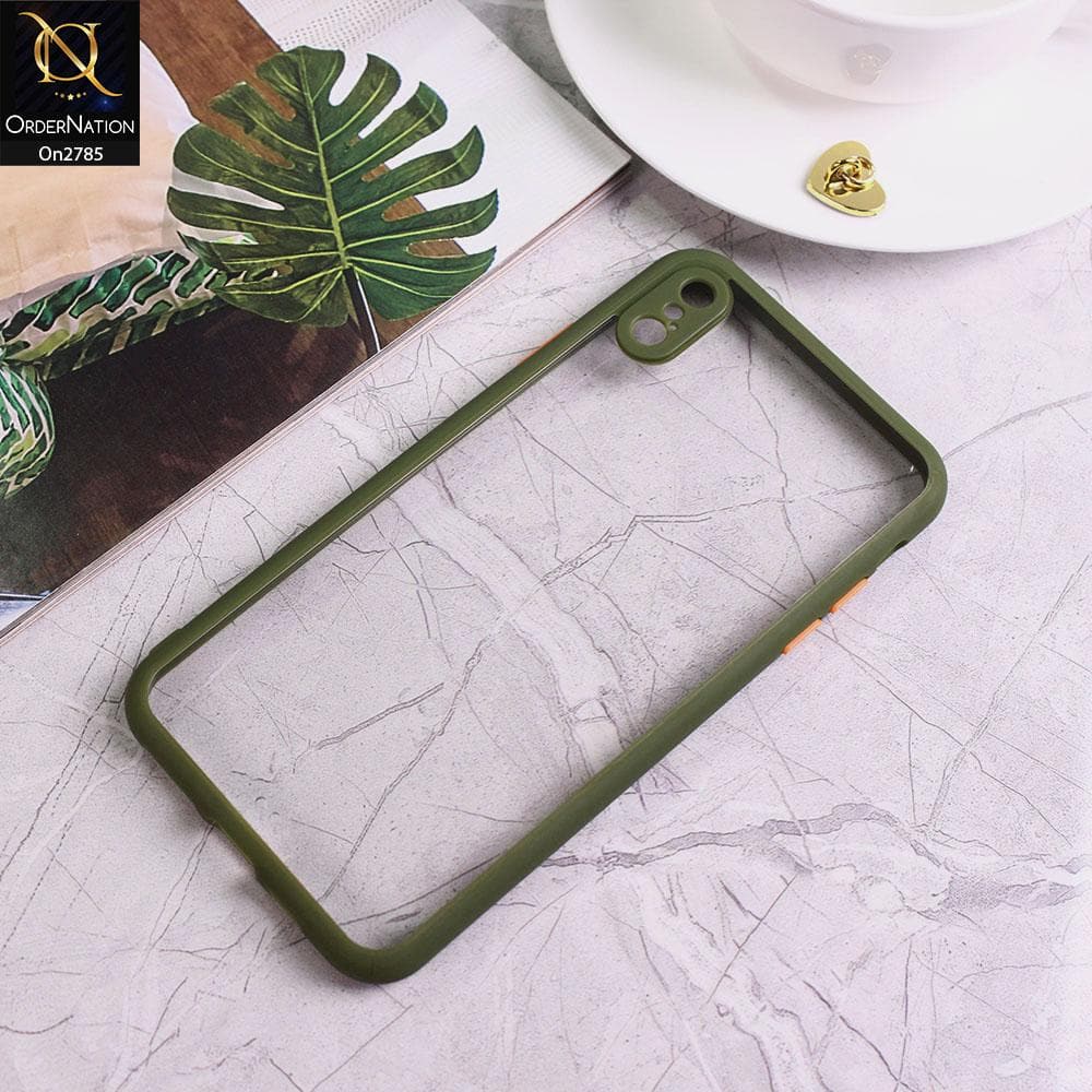 iPhone XS / X - Green - Camera Protection Shiny Acrylic Anti-Shock Bumper Transparent Back Case