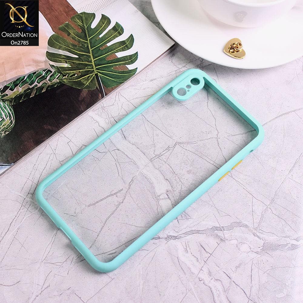 iPhone XS / X - Sea Green - Camera Protection Shiny Acrylic Anti-Shock Bumper Transparent Back Case