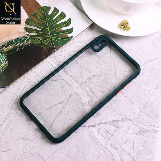 iPhone XS Max - Dark Green - Camera Protection Shiny Acrylic Anti-Shock Bumper Transparent Back Case