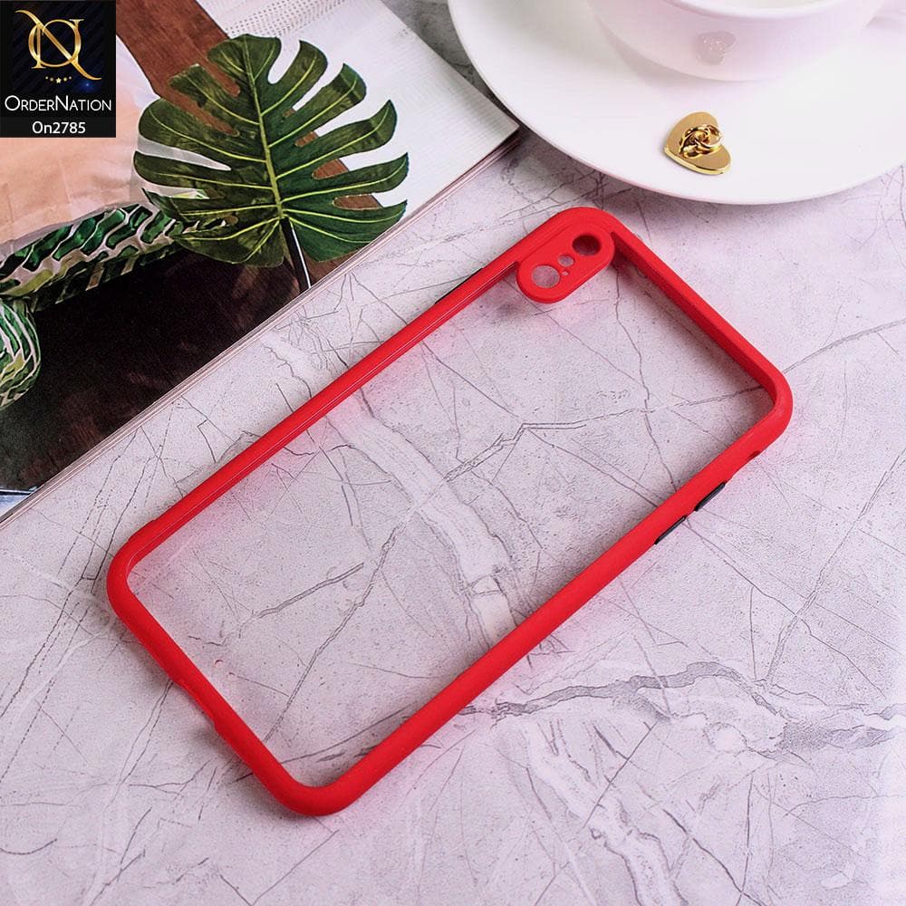 iPhone XS Max - Red - Camera Protection Shiny Acrylic Anti-Shock Bumper Transparent Back Case