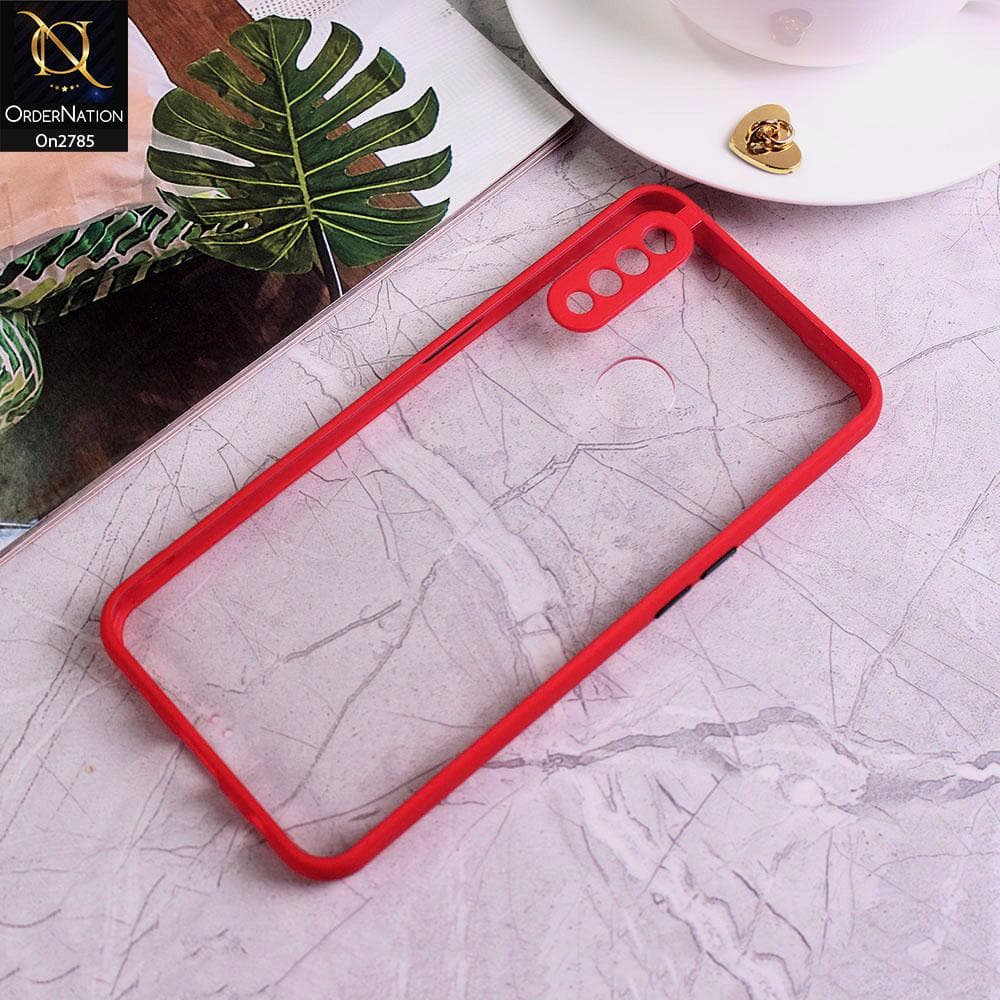 Oppo A31 - Red - Camera Protection Shiny Acrylic Anti-Shock Bumper Transparent Back Case