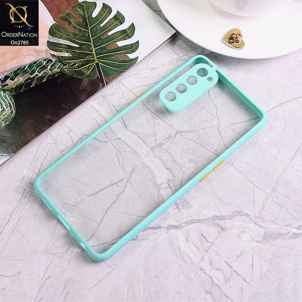 Oppo Reno 4 Pro - Sea Green - Camera Protection Shiny Acrylic Anti-Shock Bumper Transparent Back Case