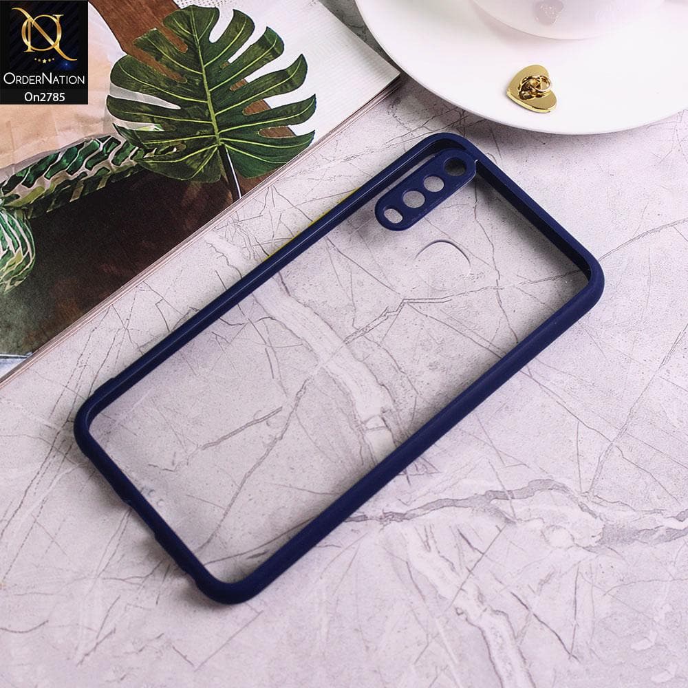 Vivo Y15 - Blue - Camera Protection Shiny Acrylic Anti-Shock Bumper Transparent Back Case