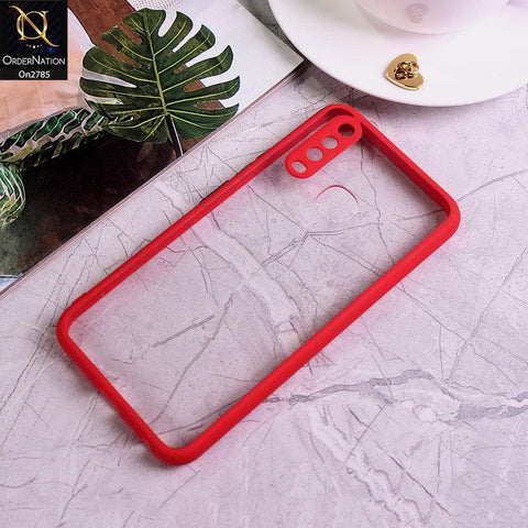 Vivo Y12 - Red - Camera Protection Shiny Acrylic Anti-Shock Bumper Transparent Back Case