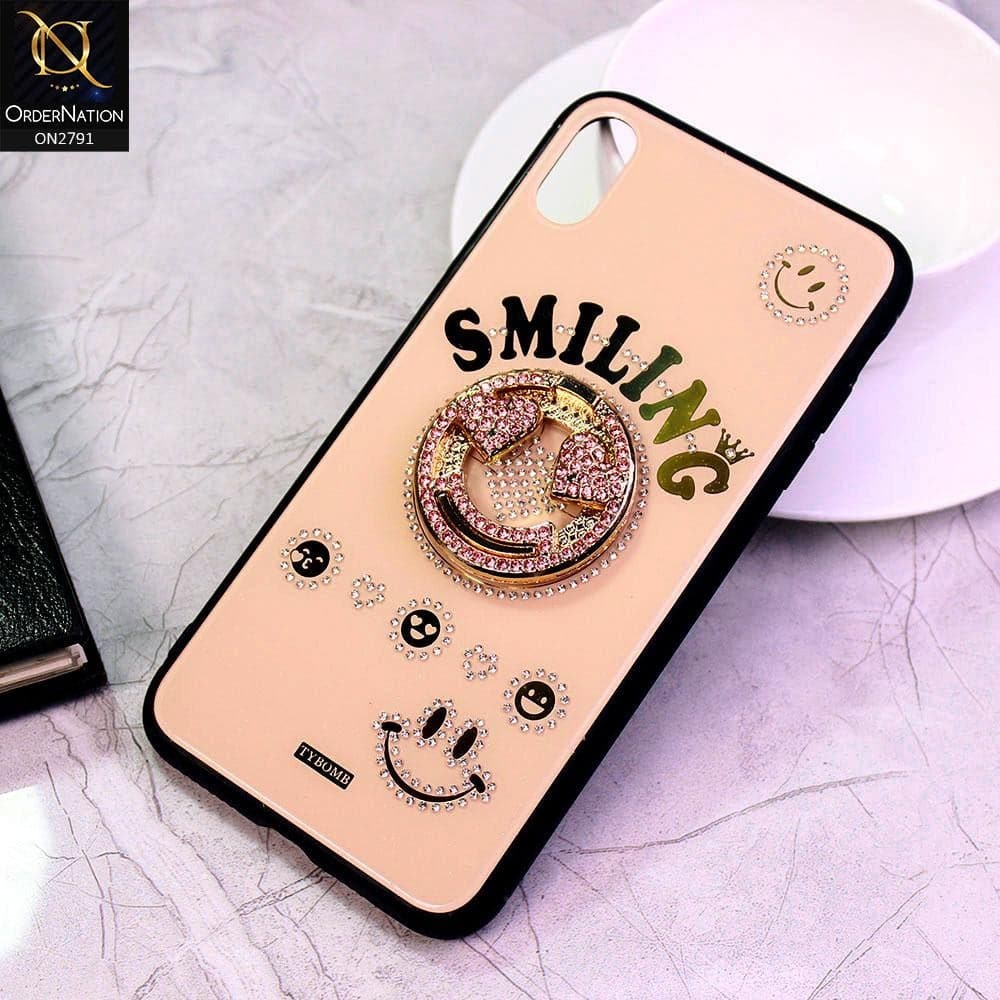 iPhone XS / X Cover - Rose Gold - Tybomb Smiling Shining Case with Kick Stand