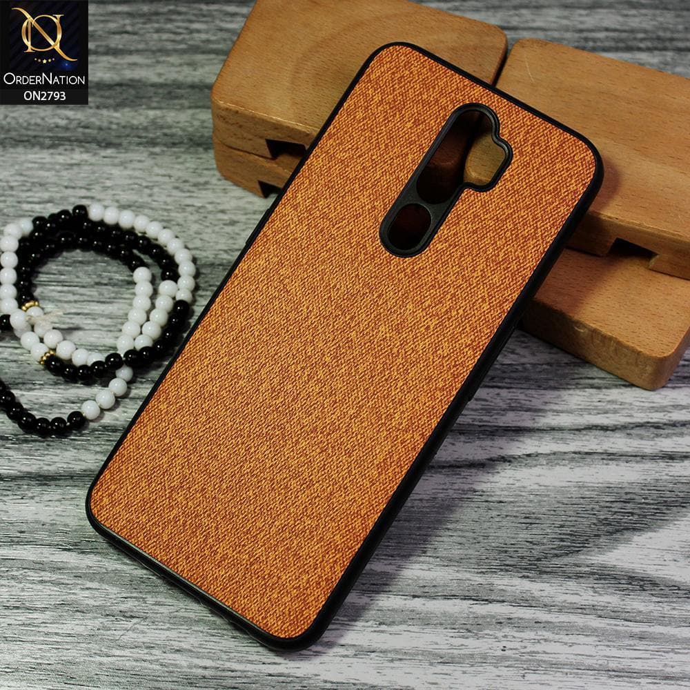 Oppo A5 2020 Cover - Mustard - New Jeans Fabric Texture Leather Soft Case