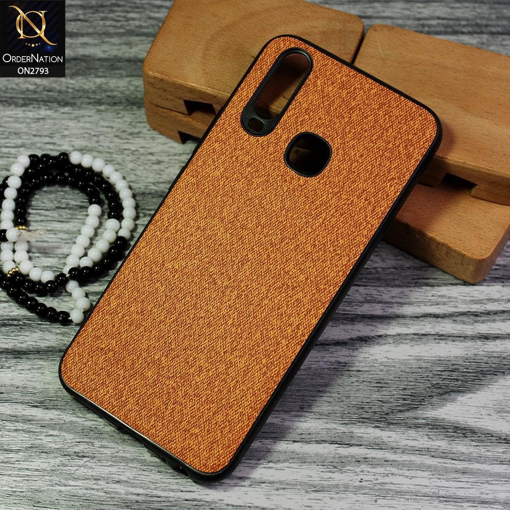 Vivo Y12 Cover - Mustard - New Jeans Fabric Texture Leather Soft Case