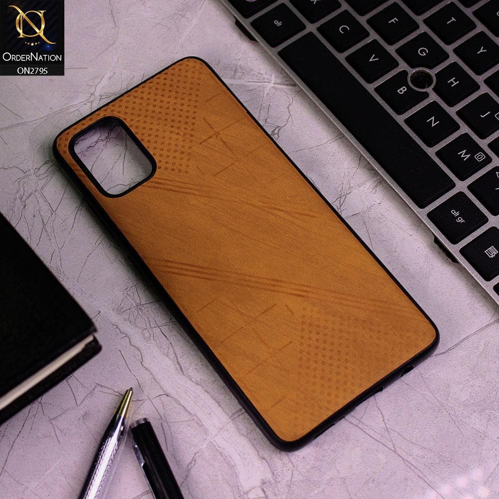 Oppo A52 Cover - Mustard - Vintage Fabric Look Dotted Soft Case