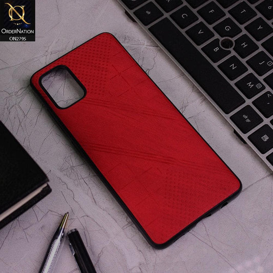 Oppo A52 Cover - Red - Vintage Fabric Look Dotted Soft Case