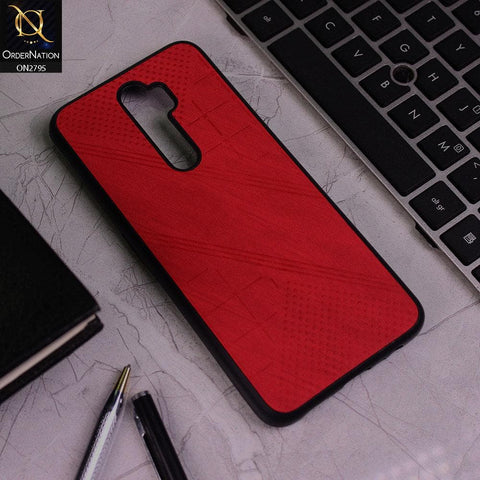 Oppo A5 2020 Cover - Red - Vintage Fabric Look Dotted Soft Case