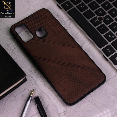 Infinix Hot 9 Play Cover - Brown - Vintage Fabric Look Dotted Soft Case