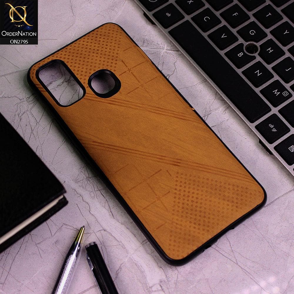 Infinix Hot 9 Play Cover - Mustard - Vintage Fabric Look Dotted Soft Case