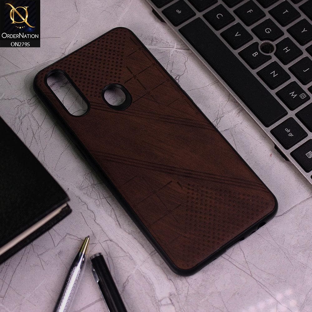 Oppo A31 Cover - Brown - Vintage Fabric Look Dotted Soft Case