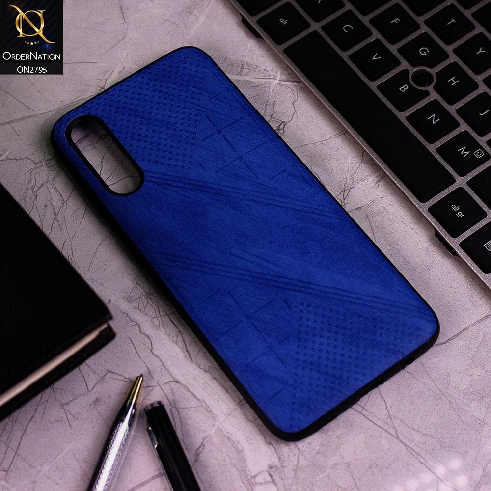 Vivo S1 Cover - Blue - Vintage Fabric Look Dotted Soft Case