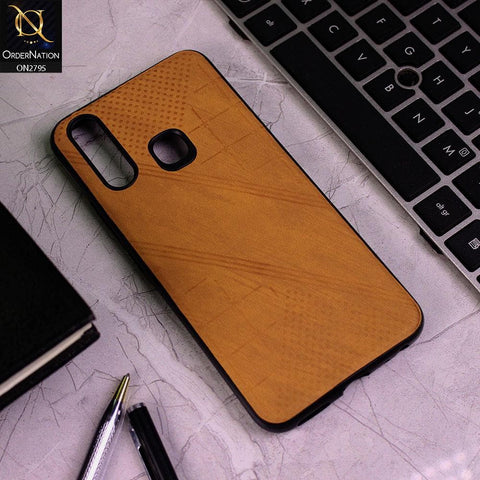 Vivo Y11 2019 Cover - Mustard - Vintage Fabric Look Dotted Soft Case