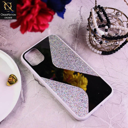 iPhone 11 Cover - White - New Stylish Ziggy Mirror Not Moving Glitter Soft Case