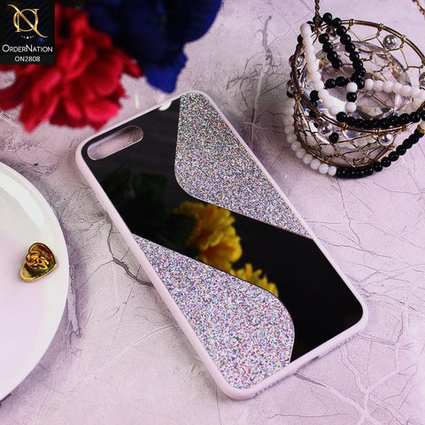 iPhone 8 Plus / 7 Plus Cover - White - New Stylish Ziggy Mirror Not Moving Glitter Soft Case