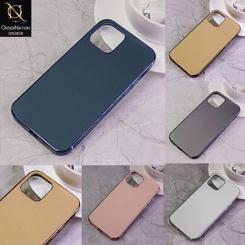 iPhone 12 Pro Max Cover - Golden - Matt Look Shiny Borders Soft Case