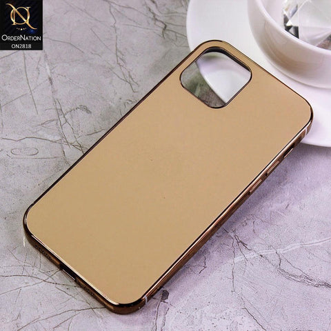 iPhone 12 Cover - Golden - Matt Look Shiny Borders Soft Case