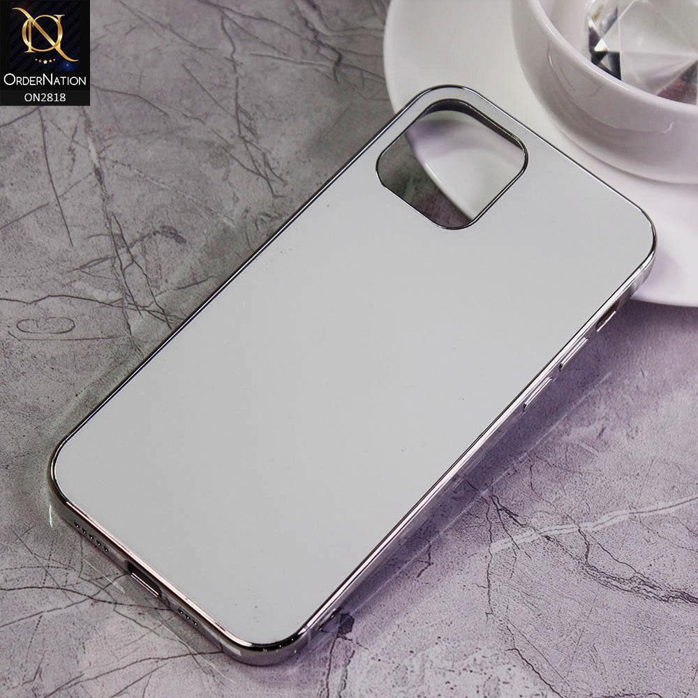 iPhone 12 Pro Cover - White - Matt Look Shiny Borders Soft Case