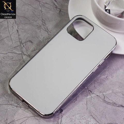 iPhone 12 Cover - White - Matt Look Shiny Borders Soft Case