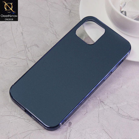 iPhone 12 Pro Max Cover - Blue - Matt Look Shiny Borders Soft Case