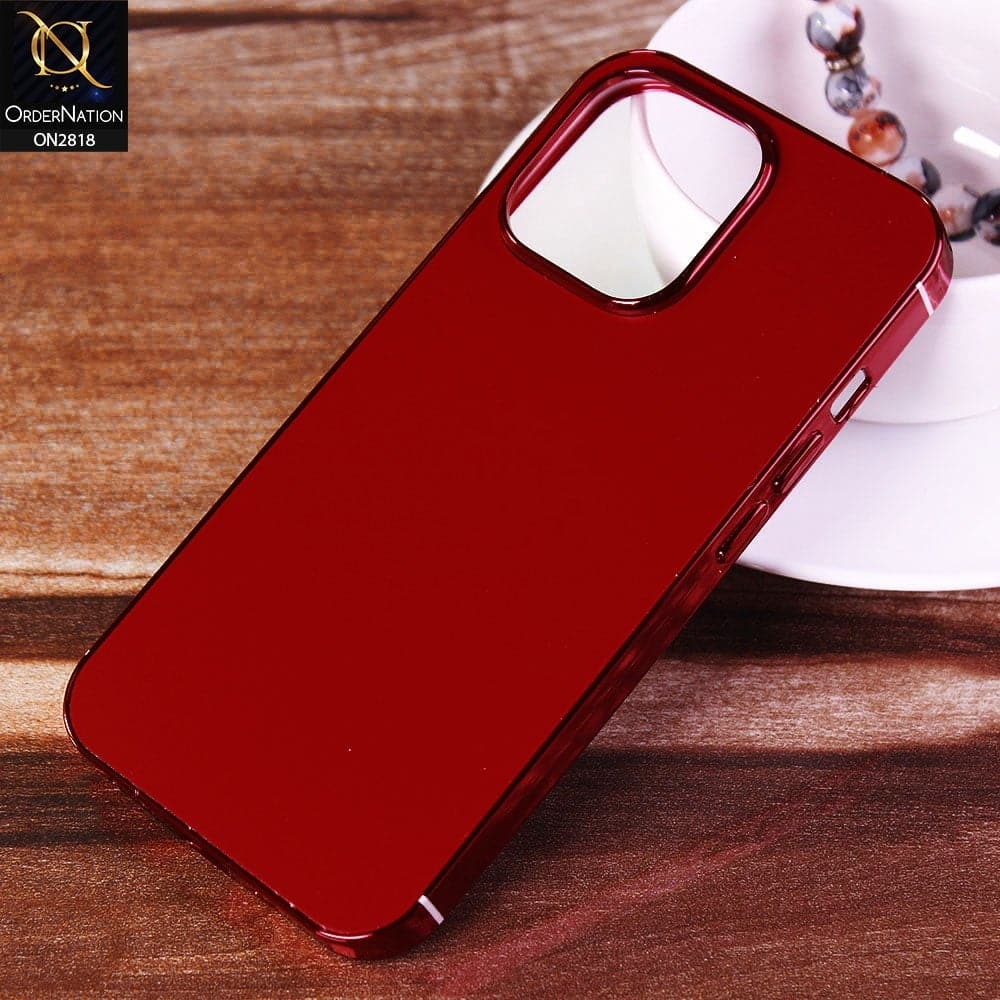 iPhone 13 Pro Cover - Red - Matt Look Shiny Borders Soft Case