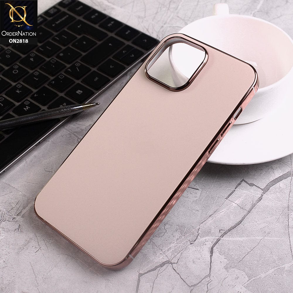 iPhone 13 Pro Max Cover - Rose Gold - Matt Look Shiny Borders Soft Case