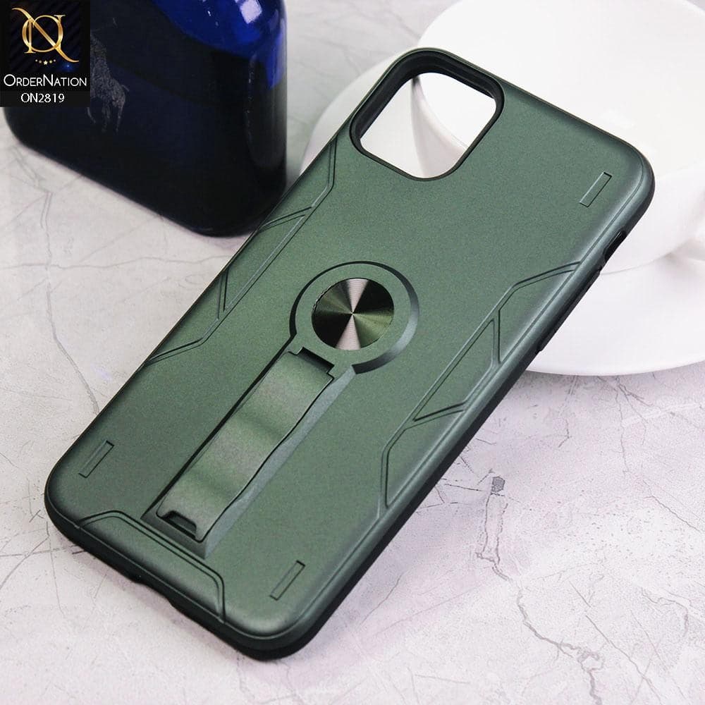 iPhone 11 Pro Cover - Green - 2 in 1 Hybrid Protective Case With Kick Stand