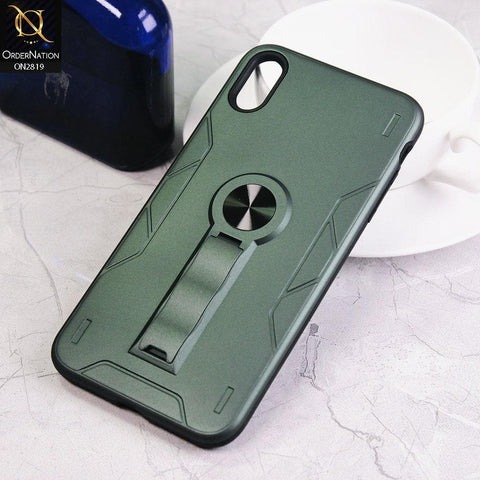 iPhone XS Max Cover - Green - 2 in 1 Hybrid Protective Case With Kick Stand