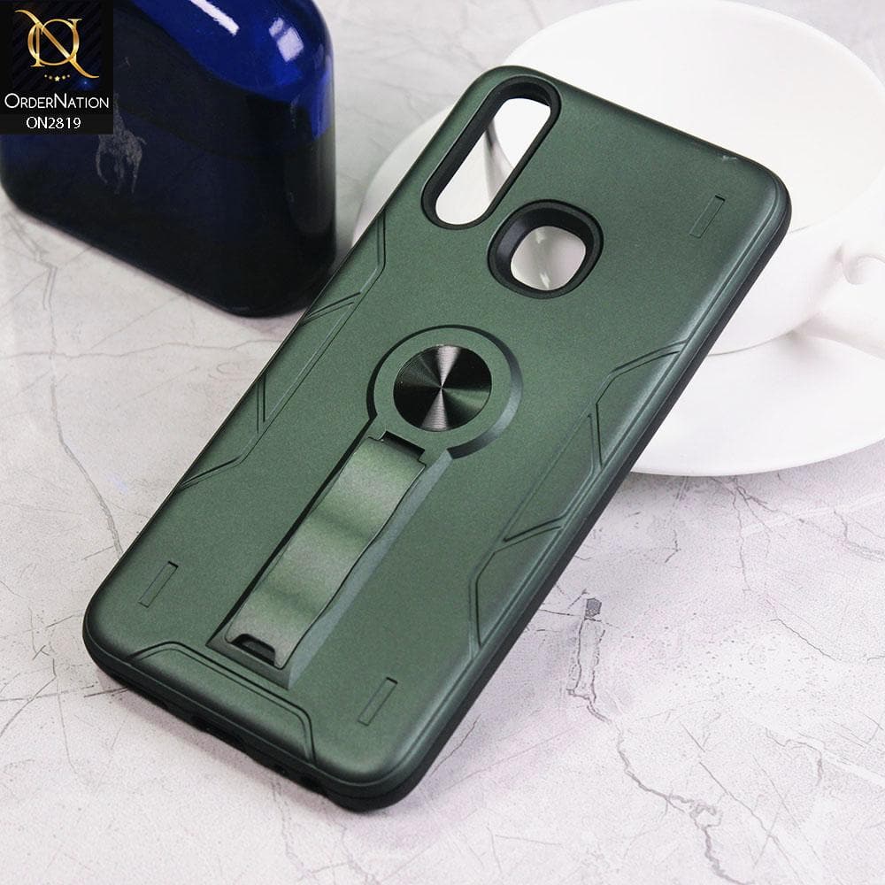 Vivo Y11 2019 Cover - Green - 2 in 1 Hybrid Protective Case With Kick Stand