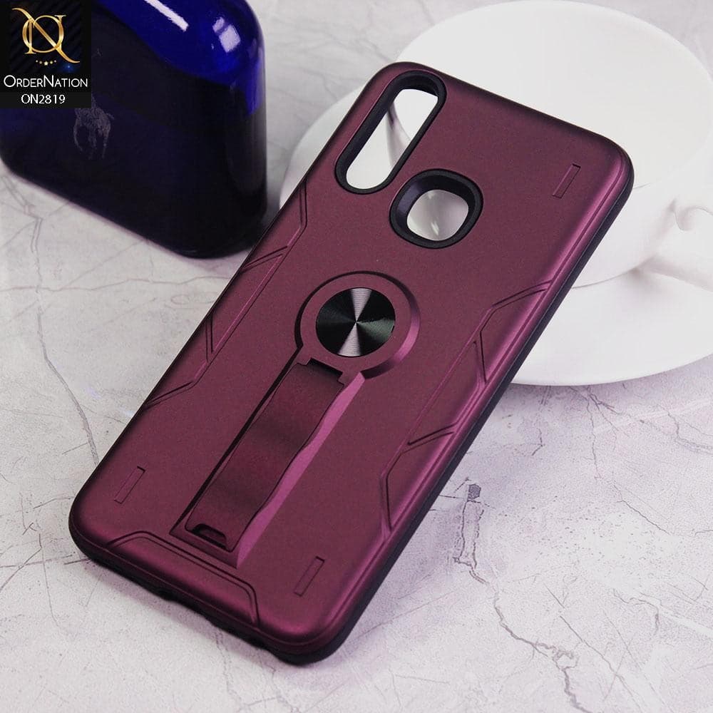 Vivo Y12 Cover - Magenta - 2 in 1 Hybrid Protective Case With Kick Stand