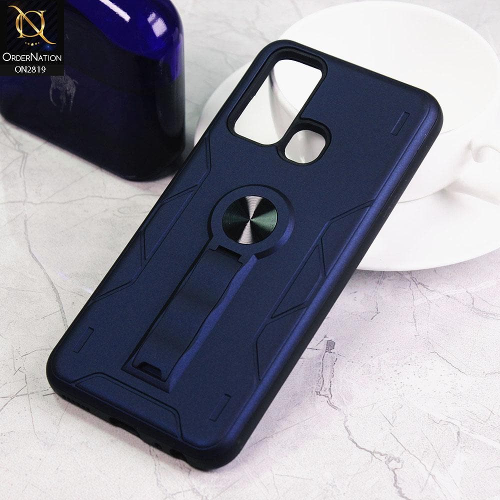 Vivo Y30 Cover - Blue - 2 in 1 Hybrid Protective Case With Kick Stand