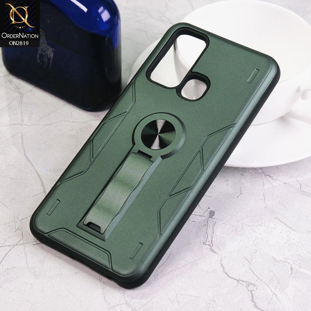 Vivo Y50 Cover - Green - 2 in 1 Hybrid Protective Case With Kick Stand